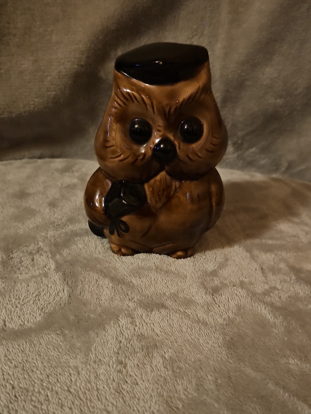 Brown Ceramic Owl Figurine Decorative Accent